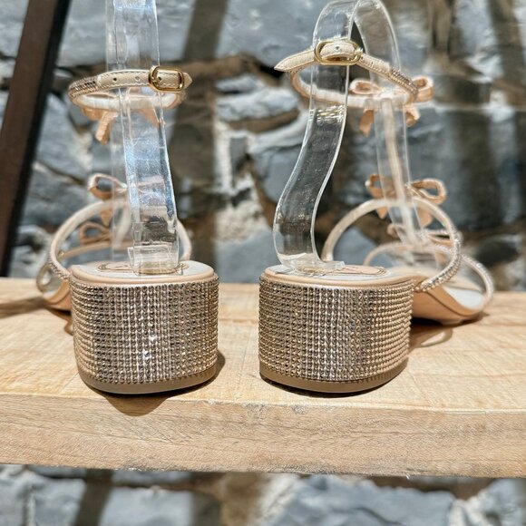 René Caovilla Caterina 40 Crystal Embellished Bow Strap Sandals - Picture 6 of 11